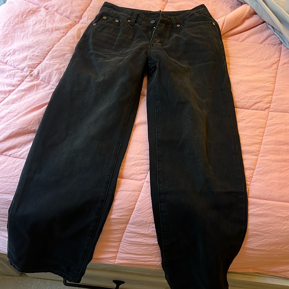 black straight leg jeans, size xs/s